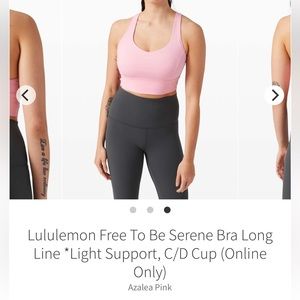 NWT Lululemon Free to Be Serene Longline Bra 8/M Azalea Pink C/D cup